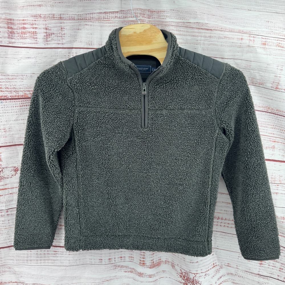 Vineyard Vines Sweater Small‎ Shep Fleece Quarter Zip Pullover Quilted Shoulder